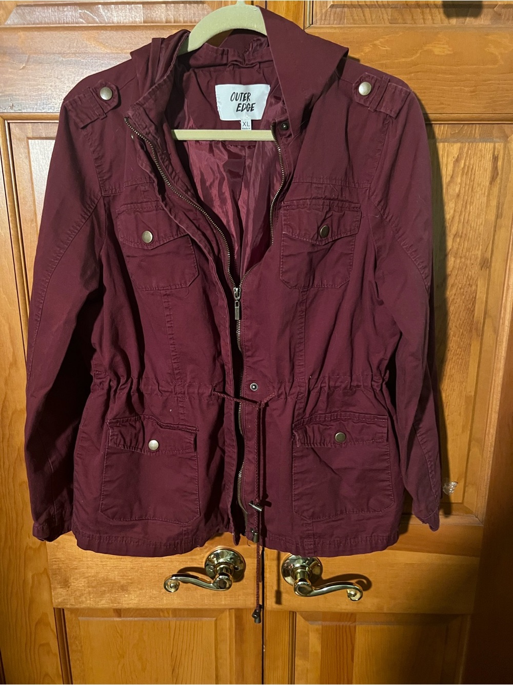Outer Edge Women's Wine Utility Jacket with Drawstring Waist